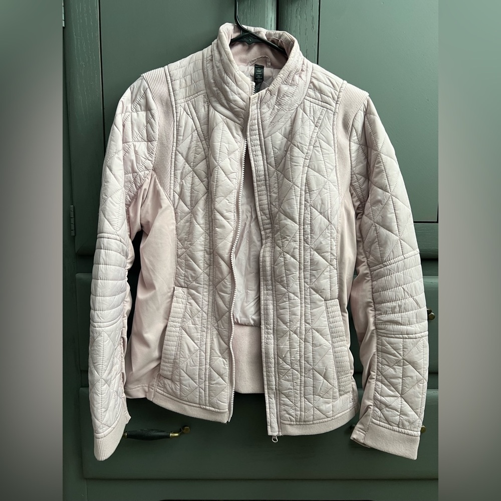 90• degree. Lined Pale blush pink Quilted workout zip up hoodie.